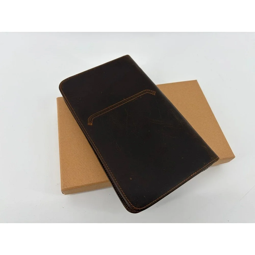Polare Full Grain Leather Travel Four Passport Wallet,, Dark Brown, Travel, Vaca